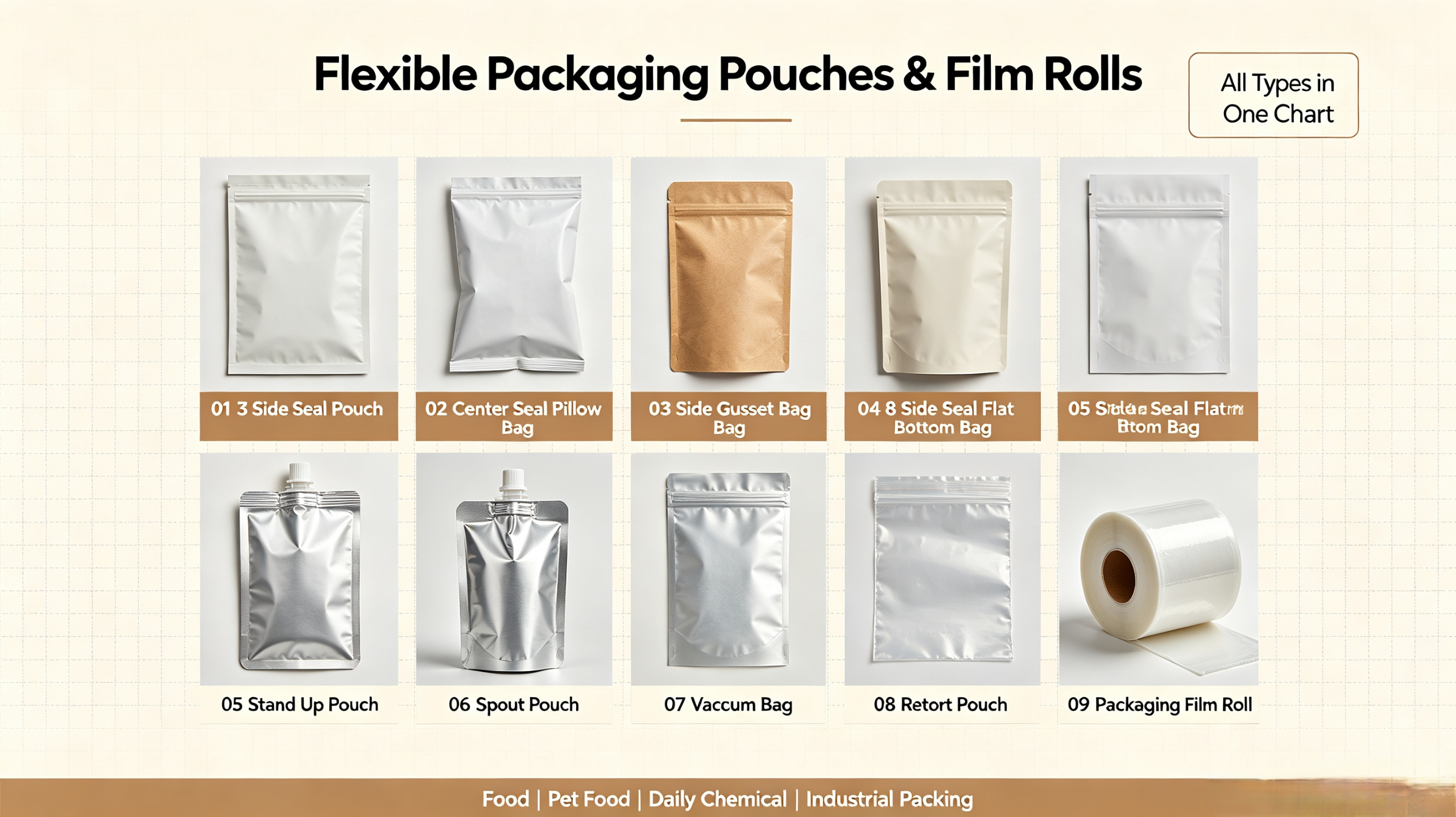 8 common flexible pouch types